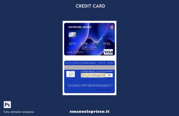 modello di carta visto USA Raymond James Financial Bank in stile verificato
